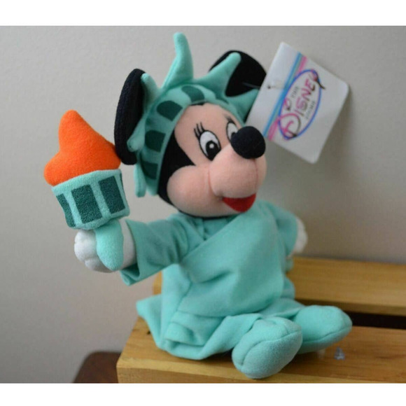Disney Bean Bag Statue of Liberty Minnie Mouse Stuffed Plush Doll Toy 10" - Picture 3 of 9
